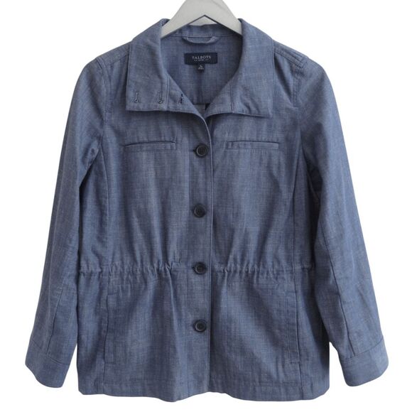 Talbots Twill Jacket Chambray Chore Coat Women's SP Petite Blue Denim Button Up - Picture 6 of 11
